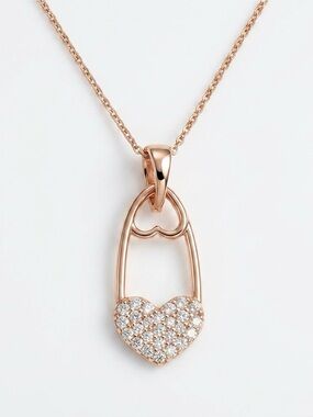 Safety Pin Heart Necklace | 18k Gold Plated Dainty Statement Jewelry